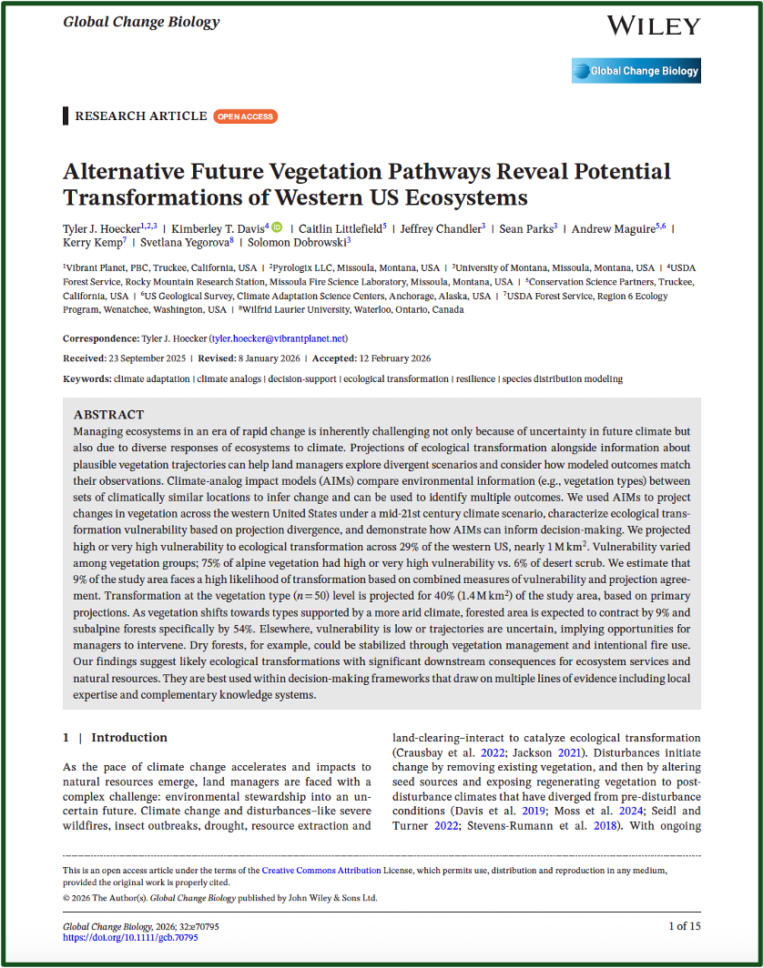 Screenshot of Global Change Biology paper