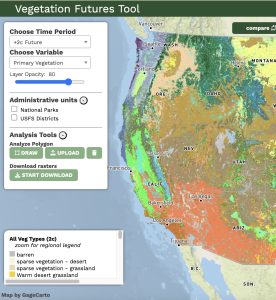 Screenshot of vegetation futures web tool.